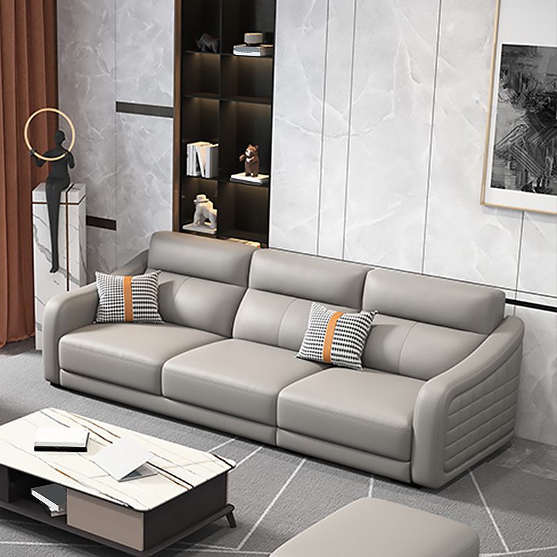 Modernism Genuine Leather Sectional Sloped Arm Sectional in Grey