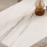 コンテンポラリー長方形焼結ストーンダイニングテーブルセット1/3/4/6/7ピースダイニングセット