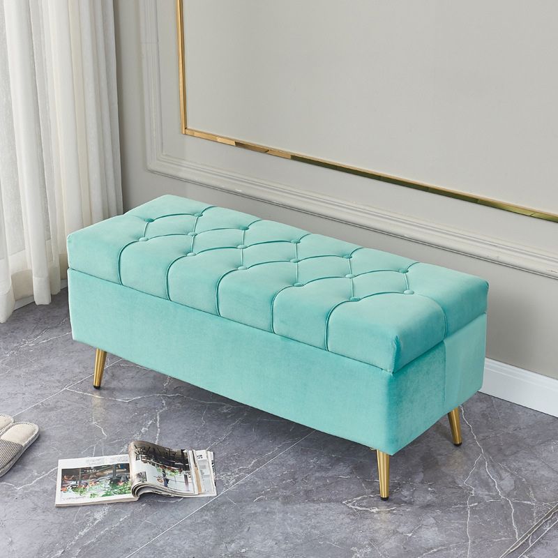 17.7" H Glam Upholstered Bench Tufted Seating Bench with Storage Clearhalo 'Benches' 'Chairs & Seating' 'furn' 'furn_benches' 'Furniture' 'Living Room Furniture' 1200x1200_97b2aab4-9d8a-466b-a3bf-5c831384f1c4