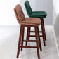 Pignes en bois massif contemporain tabourets de comptoir en faux cuir avec repose-pieds