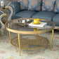 Contemporary Cocktail Table 4 Legs Glass Top Round Single Coffee Table