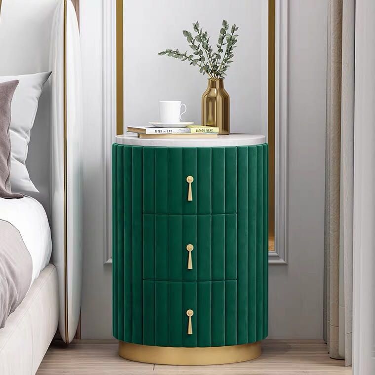 Round Slate Bedside Cabinet Modern Minimalist Bedside Table with Drawers Clearhalo 'Bedroom Furniture' 'furn' 'furn_night_stand' 'Furniture' 'night_stand' 'Nightstands' 1200x1200_97b41c7c-9e5b-4be7-a195-2a2acde8ea9a