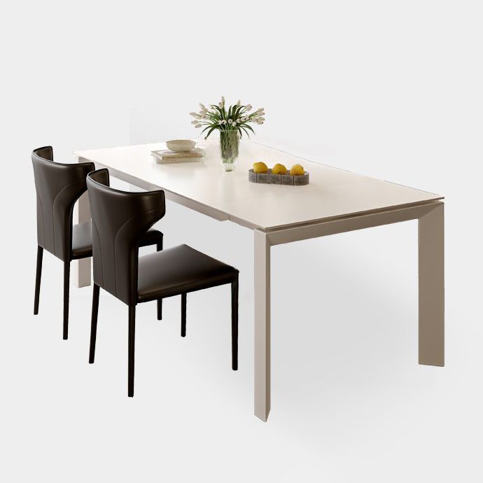 Modern Style 1/3/4/5/7 Pieces Dining Table Rectangle Stone Extendable Furniture in White Clearhalo 'Dining Room Sets' 'Dining Tables & Seating' 'dining_room_set' 'furn' 'furn_dining_room_set' 'Furniture' 'Kitchen & Dining Furniture' 1200x1200_97b55910-4488-4571-9d23-8aa3ff613d27