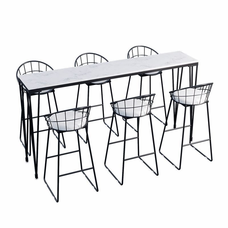 White Modern Style Rectangle Bar Table in Faux Marble and Metal Bar Table, Only Table Clearhalo 'Bar Furniture' 'Bar Tables' 'bar_tables' 'furn' 'furn_bar_tables' 'Furniture' 'furniture_bar_tables' 'Kitchen & Dining Furniture' 1200x1200_97b7cd8a-c5ea-449b-8aae-3f58253e9c41