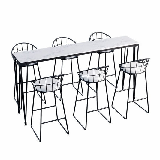 White Modern Style Rectangle Bar Table in Faux Marble and Metal Bar Table, Only Table Clearhalo 'Bar Furniture' 'Bar Tables' 'bar_tables' 'furn' 'furn_bar_tables' 'Furniture' 'furniture_bar_tables' 'Kitchen & Dining Furniture' 1200x1200_97b7cd8a-c5ea-449b-8aae-3f58253e9c41