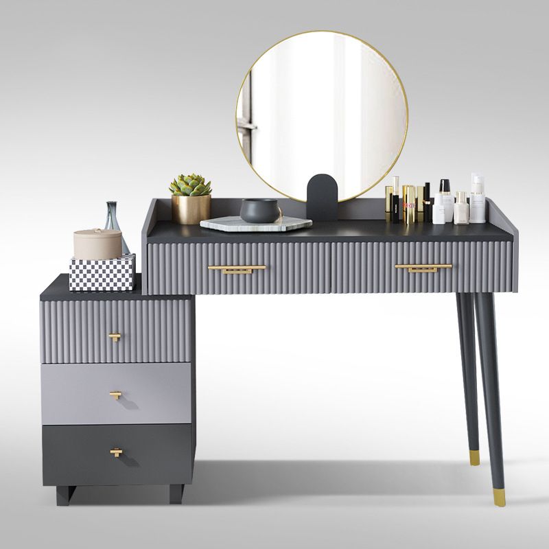 Gray Makeup Table with 5 Storage Drawers 19.68" Wide Vanity Tables Clearhalo 'Bedroom Furniture' 'furn' 'furn_makeup_vanities' 'Furniture' 'Makeup Vanities' 'makeup_vanities' 1200x1200_97b85c66-733f-410a-bce7-9fc443a4dc1e