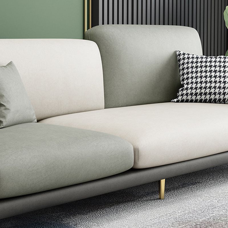 Living Room Faux Leather Sofa Modern Green and White Couch with Brass Legs Clearhalo 'furn' 'furn_sofas' 'Furniture' 'furniture_sofas' 'Living Room Furniture' 'Sofa' 'sofas' 1200x1200_97b8fb19-e932-4a3b-b48f-a4204f901ac0