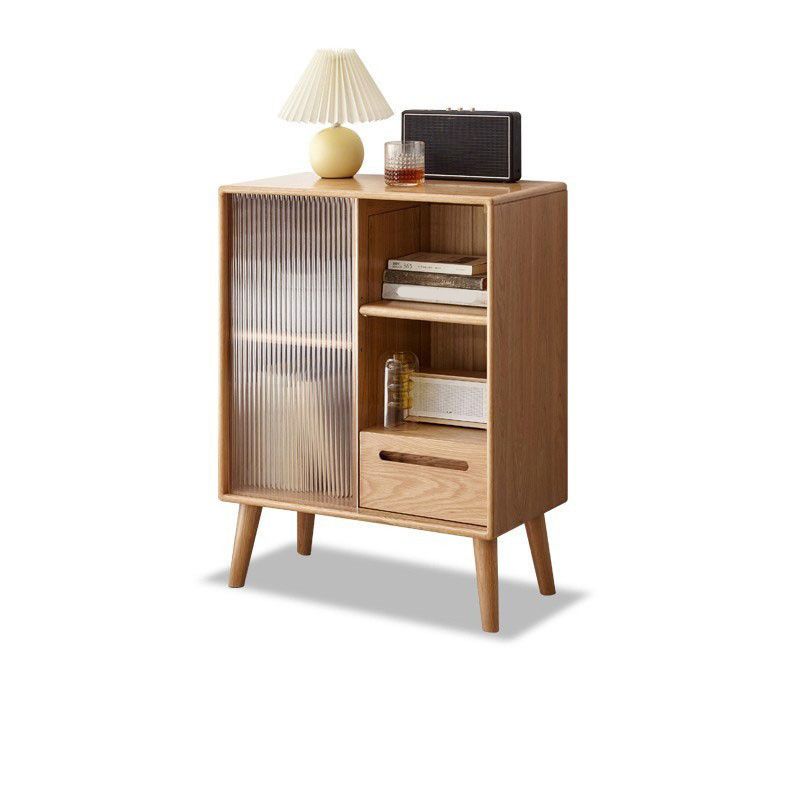 ナチュラルガラスパーン付きソリッドウッドリビングルームアクセントキャビネット付き