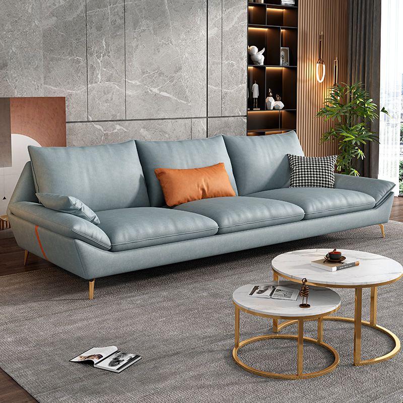 Contemporary 3-seater 33.46" H Faux Leather Pillow Top Arm Sofa