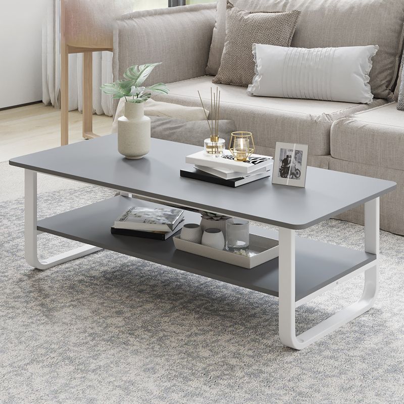 Modern Wood Rectangle Coffee Table White and Black Cocktail Table Clearhalo 'Coffee & Accent Tables' 'Coffee Tables' 'coffee_tables' 'furn' 'furn_coffee_tables' 'Furniture' 'furniture_coffee_tables' 'Living Room Furniture' 1200x1200_97bea31f-1ffe-4714-a76a-c2fa9160ebe4