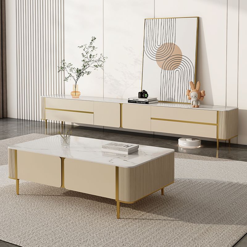 Slate Top Coffee Table with Storage Drawers and 4 Legs Rectangle Clearhalo 'Coffee & Accent Tables' 'Coffee Tables' 'coffee_tables' 'furn' 'furn_coffee_tables' 'Furniture' 'Living Room Furniture' 1200x1200_97c11c8c-0c20-4317-8459-0bda9df226db