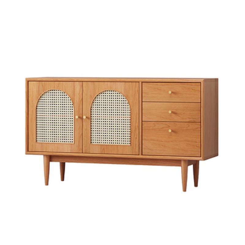 Cabinet moderne du milieu du siècle Cherry 1 Shelves 3 - Tiroir des jambes droites Accent Cabinet