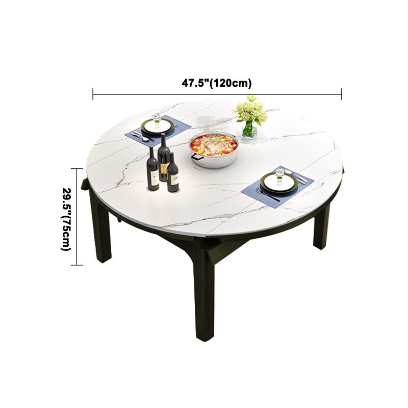 Round Contemporary Dining Table Sintered Stone Table with 4 Black Ash Solid Wood Legs Clearhalo ' dining_table' 'Dining Tables & Seating' 'Dining Tables' 'furn' 'furn_dining_table' 'Furniture' 'furniture_dining_table' 'Kitchen & Dining Furniture' 'kitchen&dining_furn' 'kitchen' 'kitchen_dining_table' 1200x1200_97c31598-4c1a-414a-82b2-fca7832963b1