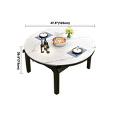 Round Contemporary Dining Table Sintered Stone Table with 4 Black Ash Solid Wood Legs Clearhalo ' dining_table' 'Dining Tables & Seating' 'Dining Tables' 'furn' 'furn_dining_table' 'Furniture' 'furniture_dining_table' 'Kitchen & Dining Furniture' 'kitchen&dining_furn' 'kitchen' 'kitchen_dining_table' 1200x1200_97c31598-4c1a-414a-82b2-fca7832963b1