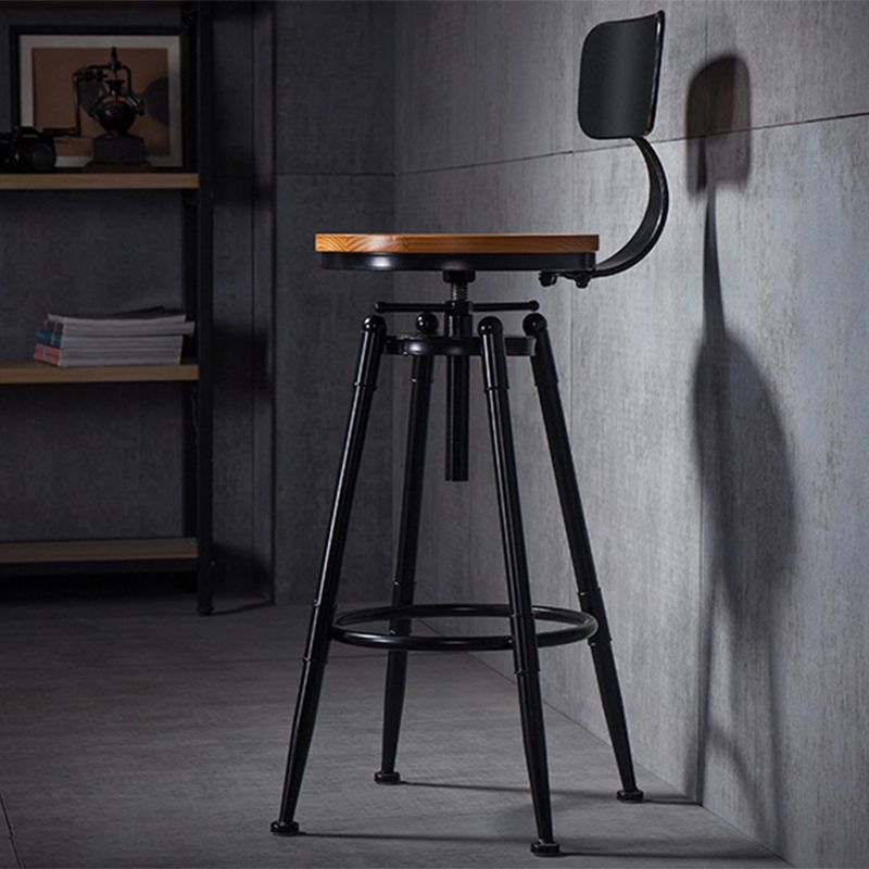 Solid Wood Counter Stool Industrial Adjustable Height Stool for Living Room Clearhalo 'Bar Furniture' 'Bar Stools' 'bar_stools' 'furn' 'furn_bar_stools' 'Furniture' 'Kitchen & Dining Furniture' 1200x1200_97c4f083-3904-42c4-af2b-ab71fc046bfc