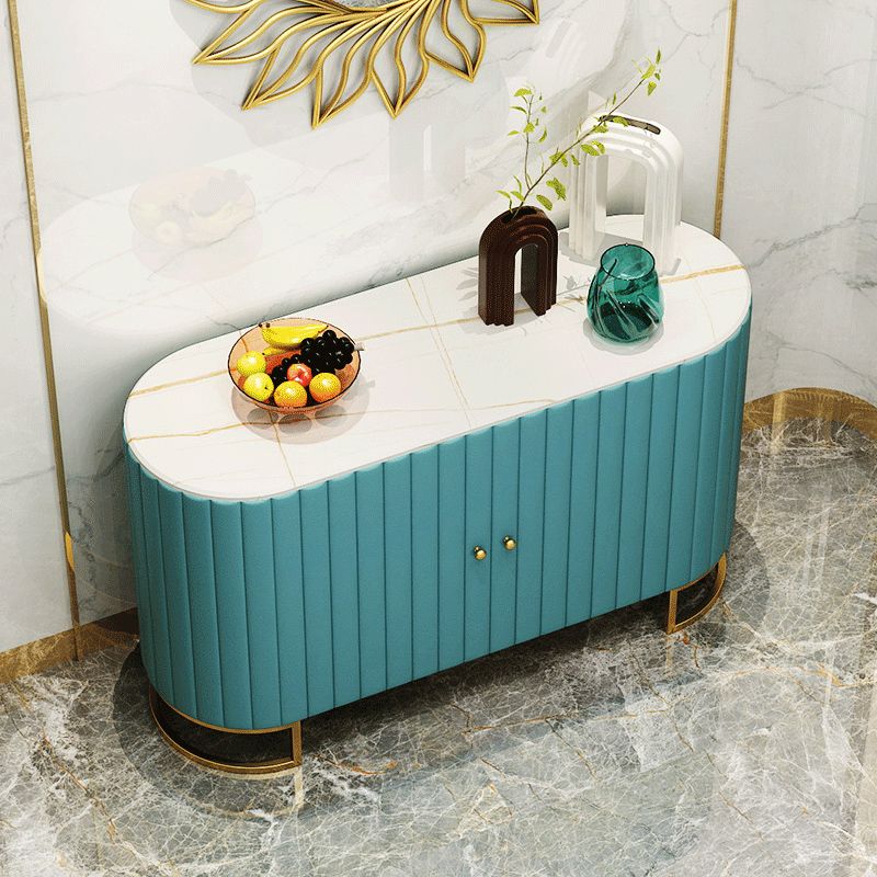 33.5"H Glam Style Credenza Stone Countertop Cabinets Dining Server for Living Room Clearhalo 'buffet_sideboard' 'Buffets & Sideboards' 'furn' 'furn_buffet_sideboard' 'Furniture' 'Kitchen & Dining Furniture' 1200x1200_97c584c5-19ad-4c5b-b8ef-e38c07be6681