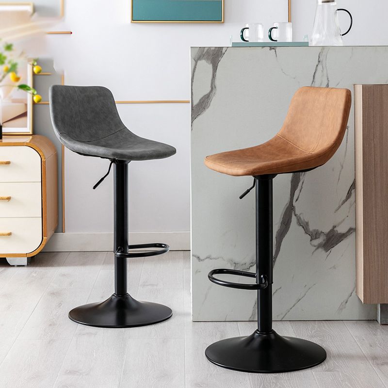 Contemporary Adjustable Bar and Counter Stool Low Back Stool with Black Base Clearhalo 'Bar Furniture' 'Bar Stools' 'bar_stools' 'furn' 'furn_bar_stools' 'furniture_bar_stools' 'Kitchen & Dining Furniture' 'kitchen&dining_furn' 'kitchen' 'kitchen_furn' Furniture' 1200x1200_97c6cf8e-86ba-42de-9718-bc1119aff935