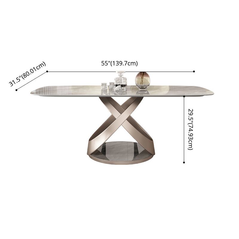 Modern Sintered Stone Gray Dining Set with Rectangle Table and Pedestal Base Home Use Dining Set Clearhalo 'Dining Room Sets' 'Dining Tables & Seating' 'dining_room_set' 'furn' 'furn_dining_room_set' 'Furniture' 'furniture_dining_room_set' 'Kitchen & Dining Furniture' 'kitchen&dining_furn' 'kitchen' 1200x1200_97c73613-9c0a-4271-b46f-3afb92ee381f