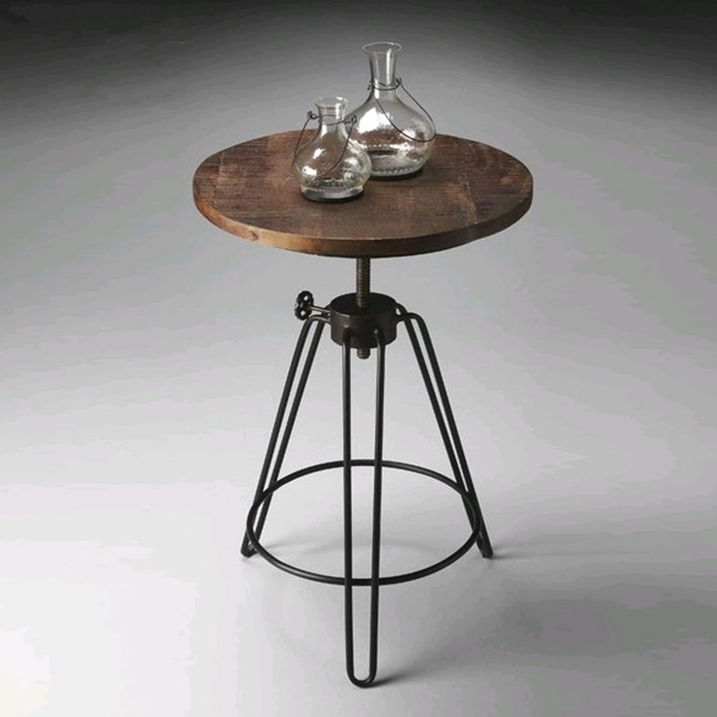 Mesa de altura lateral de estilo rústico tri pin de acento de acento de sofá redondo