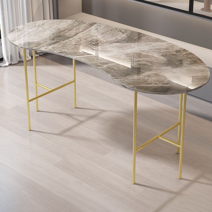 Escritorio de escritura curva glamorosa escritorio de oficina de piedra casera con patas de metal