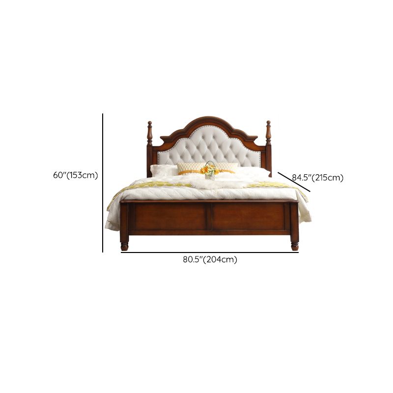 84.65 inch Wide Victorian Bed Frame Pine Wood Bed with Upholstered Headboard Clearhalo 'Bedroom Furniture' 'Beds' 'furn' 'furn_beds' 'Furniture' 1200x1200_97ca455b-d854-40db-8df5-8ee08c85be4c