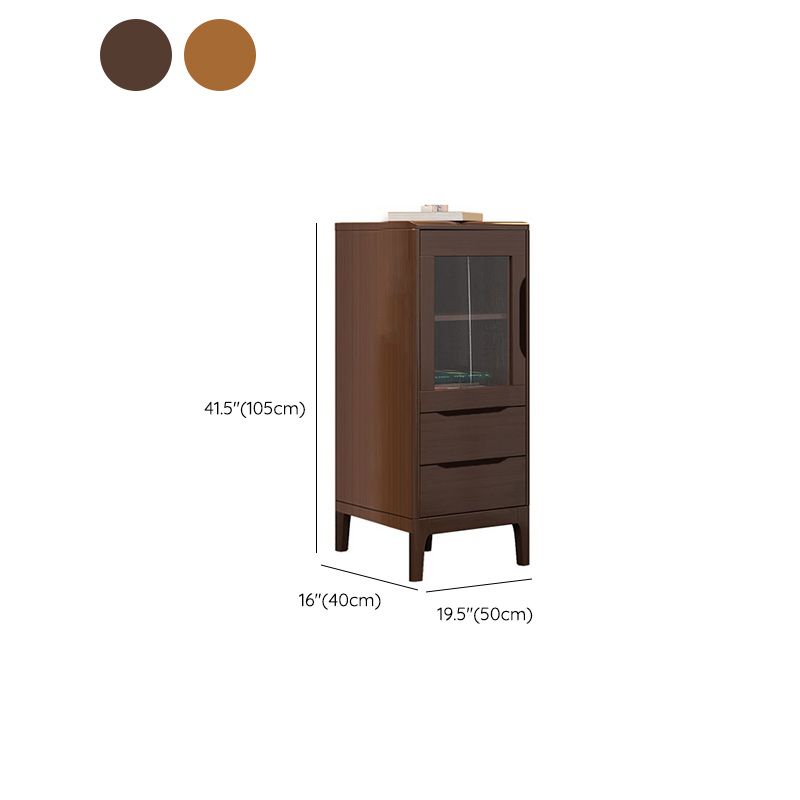 Rubberwood Accent Cabinet Modern Glass Paned Cabinet with Drawers Clearhalo 'Cabinets & Chests' 'cabinets_chests' 'furn' 'furn_cabinets_chests' 'Furniture' 'Living Room Furniture' 1200x1200_97ca54ac-cc0a-4422-9d63-76e6f7bafc3f