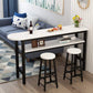 Mesa de comedor de madera artificial, mesa de pub moderna con altura de mostrador y estante
