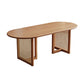 Moderne massief houten eettafel Rotan voetstuk eettafel voor eetkamer