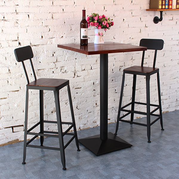 Dining Room Industrial Style Wood Barstool Iron 4 Legs Bar Stool with Pedal Clearhalo 'Bar Furniture' 'Bar Stools' 'bar_stools' 'furn' 'furn_bar_stools' 'Furniture' 'Kitchen & Dining Furniture' 1200x1200_97cdb0e0-8688-4155-a5c9-717e751db5d5