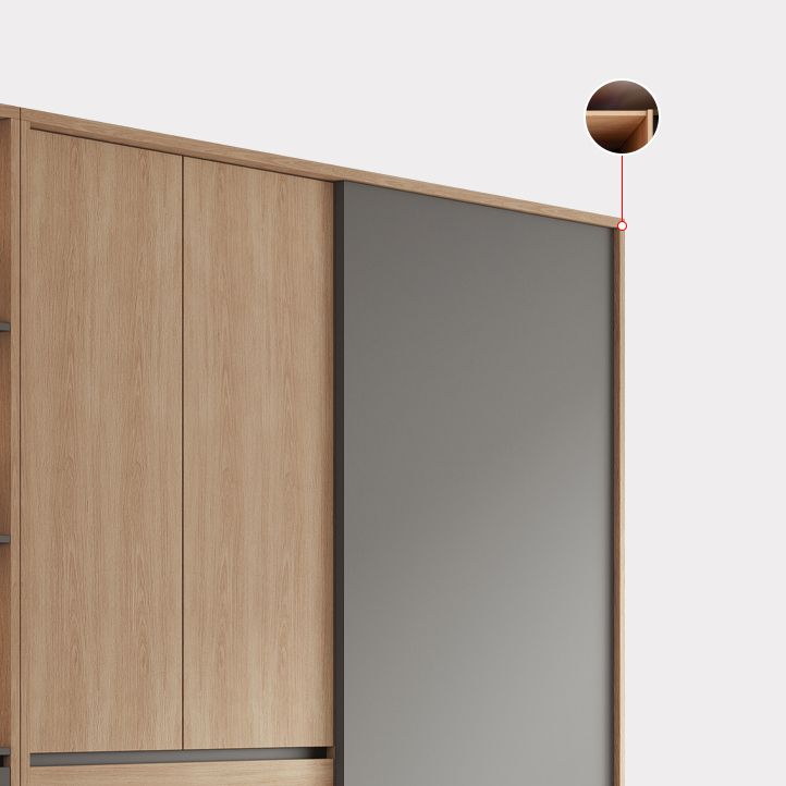 Bedroom Sliding Door Storage Cabinet Light Wood Finish Modern Cabinet with Drawers Clearhalo 'Armoires & Wardrobes' 'armoires_wardrobes' 'Bedroom Furniture' 'furn' 'furn_armoires_wardrobes' 'Furniture' 1200x1200_97ce6e30-4184-4fce-ada5-89f98793d0bf