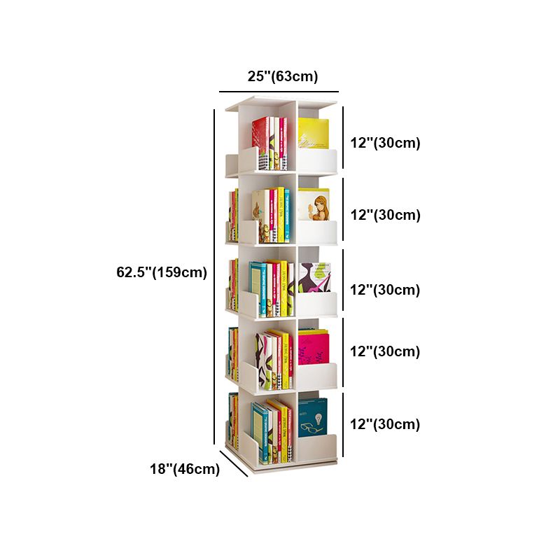 Contemporary Style Bookshelf Rotatable White Bookcase for Home and Office Clearhalo 'Bookcases' 'furn' 'furn_bookcases' 'Furniture' 'furniture_bookcases' 'Office Furniture' 1200x1200_97cec6eb-b3cf-4ffc-b4fd-959875e79af3