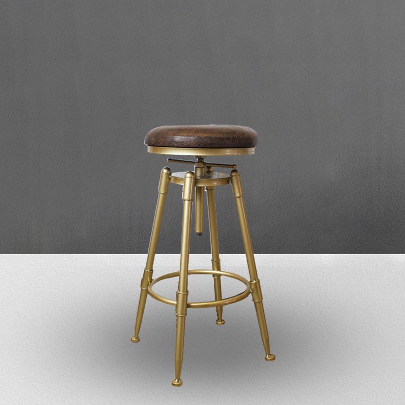 Nordic Armless Counter Stool Iron Bar Stool with Seat and Pedal