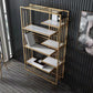 Modern Bookcase Metal Open Back Bookshelf with Shelves for Living Room