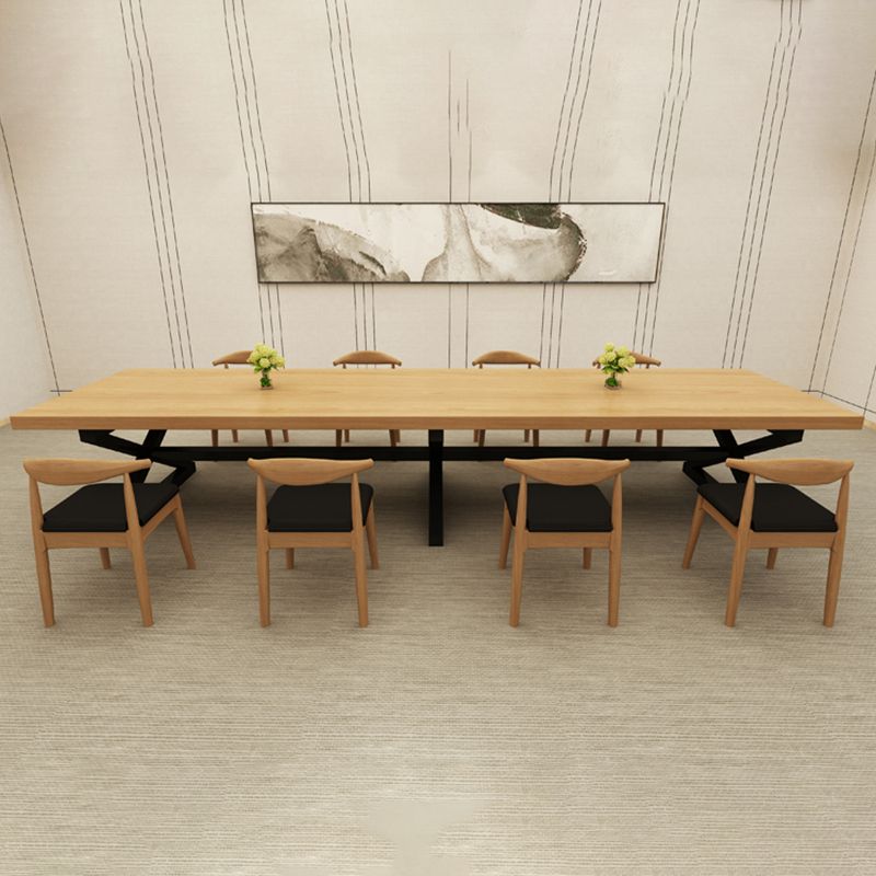 Bureau industriel en bois massif Table d'écriture fixe de bureau industriel en bois massif