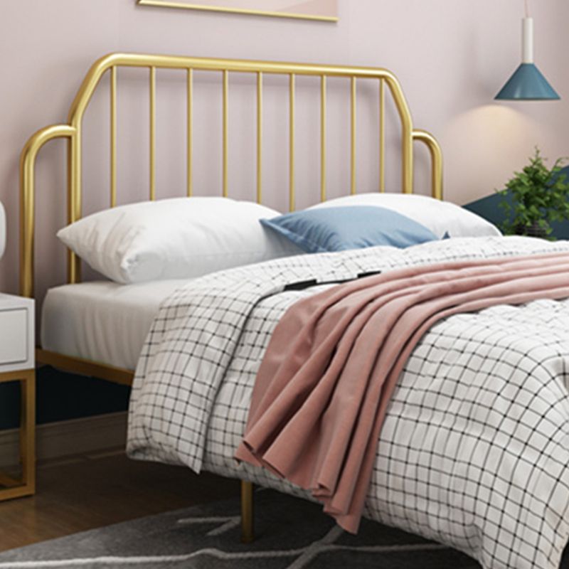 Modern Rectangular Headboard Bed Open-Frame Iron Bed With Metal Legs