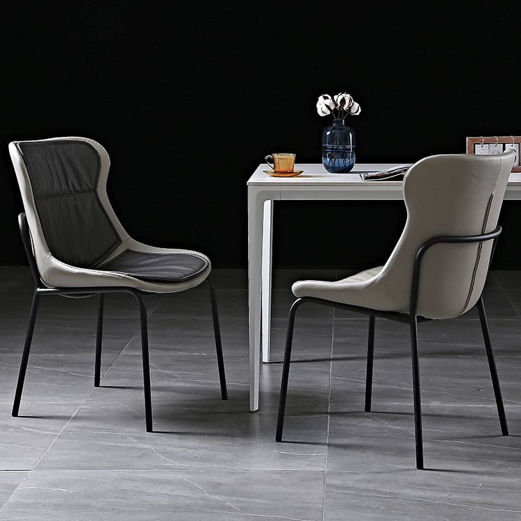 Modern Metal Dining Room Chairs Upholstered Side PU Leather Armless Chairs Clearhalo ' kitchen&dining_furn' 'Dining Chairs' 'Dining Tables & Seating' 'dining_chair' 'furn' 'furn_dining_chair' 'Furniture' 'furniture_dining_chair' 'Kitchen & Dining Furniture' 'kitchen' 1200x1200_97d3bf82-ff7e-48a6-9974-5a28d713de64