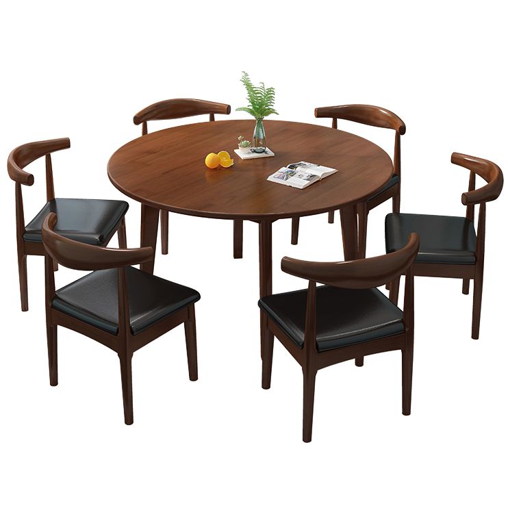 Round 4 Legs Minimalist Table Wood Color Fixed Table with Rubberwood Solid Wood Clearhalo ' dining_table' 'Dining Tables & Seating' 'Dining Tables' 'furn' 'furn_dining_table' 'Furniture' 'furniture_dining_table' 'Kitchen & Dining Furniture' 'kitchen&dining_furn' 'kitchen' 'kitchen_dining_table' 1200x1200_97d7f61e-ec88-4e5d-b979-cb107fb4a0ab