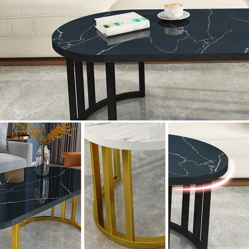 Framio di tavolino singolo di ardesia e metallo ovale 1 tavolino da caffè