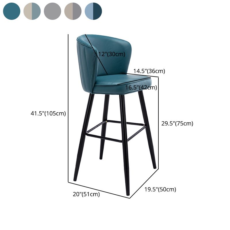 Contemporary Metal Upholstered Barstool Indoor Bar Stool with Iron Legs and Low Back Clearhalo 'Bar Furniture' 'Bar Stools' 'bar_stools' 'furn' 'furn_bar_stools' 'furniture_bar_stools' 'Kitchen & Dining Furniture' 'kitchen&dining_furn' 'kitchen' 'kitchen_furn' Furniture' 1200x1200_97da7a0c-c3d0-4537-932c-21f822baf5a5