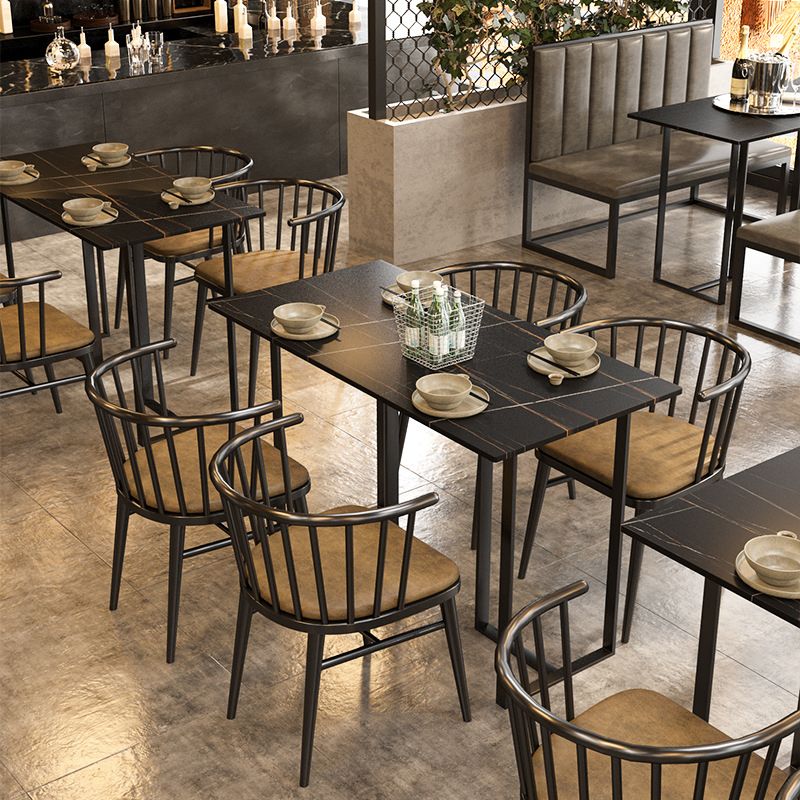 Industrial Iron Dining Table Stone Dining Furniture with Metal Base Clearhalo 'Dining Tables & Seating' 'Dining Tables' 'dining_table' 'furn' 'furn_dining_table' 'Furniture' 'Kitchen & Dining Furniture' 1200x1200_97da8655-caa0-4f2a-9346-eb8a1e462fd9