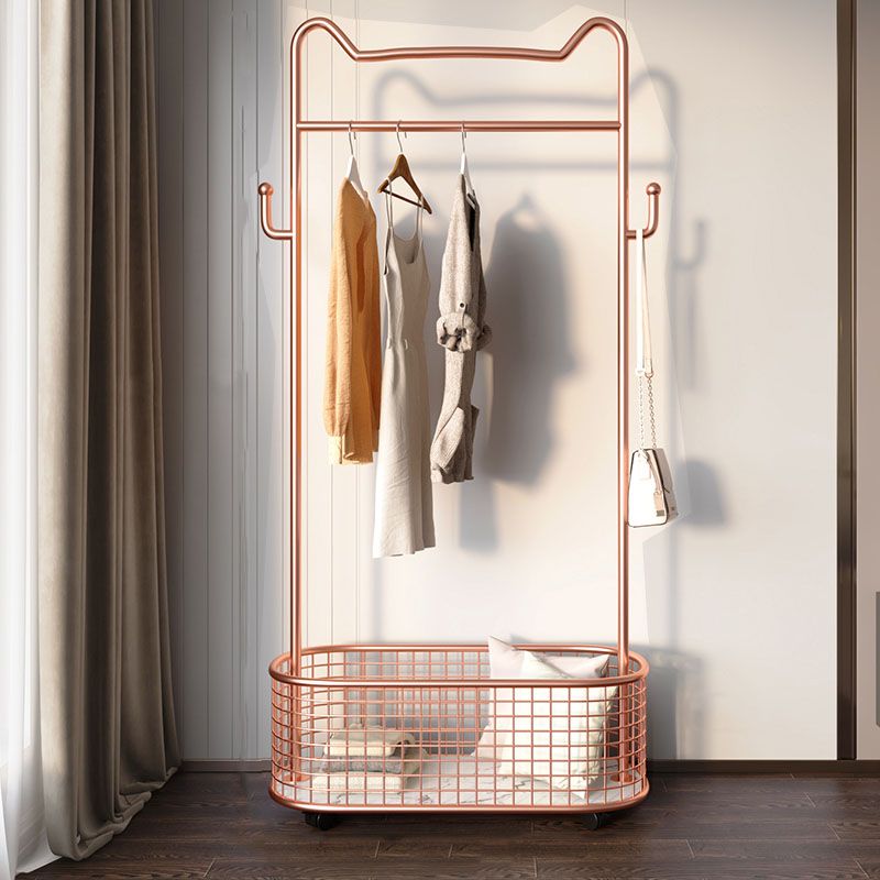 Glam metalen jas hanger vrijstaand scrollwiel ontwerpkast rek voor slaapkamer