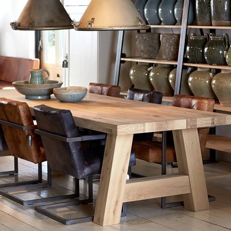 Rectangle Wood Dining Table Modern Pine Table in Nature with Double Pedestal Clearhalo ' dining_table' 'Dining Tables & Seating' 'Dining Tables' 'furn' 'furn_dining_table' 'Furniture' 'furniture_dining_table' 'Kitchen & Dining Furniture' 'kitchen&dining_furn' 'kitchen' 'kitchen_dining_table' 1200x1200_97db325f-faa8-44c1-afd9-c95942a61574