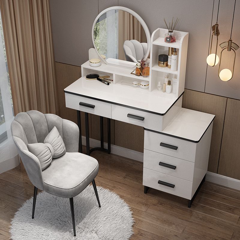 14.56" Wide Vanity Table with 5 Storage Drawer Makeup Table with Mirror
