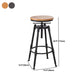 Industrial Metal Barstool Low Back Wood Footrest Adjustable Stool with Swivel