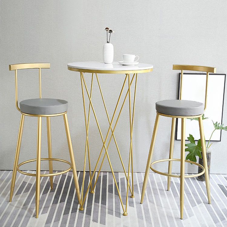 Glam Low Back Bar and Counter Stool Round Stool with 4 Gold Legs Clearhalo 'Bar Furniture' 'Bar Stools' 'bar_stools' 'furniture_bar_stools' 'Kitchen & Dining Furniture' 'kitchen&dining_furn' 'kitchen' 'kitchen_furn' Furniture' 1200x1200_97e1f0d3-57b1-4fe3-a7ec-b422a5aaa9aa