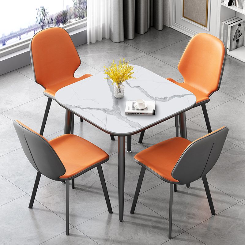 Modern Sintered Stone Dinner Table 4 Legs 31.2" Dining Table with Black Frame Clearhalo ' dining_table' 'Dining Tables & Seating' 'Dining Tables' 'furn' 'furn_dining_table' 'Furniture' 'furniture_dining_table' 'Kitchen & Dining Furniture' 'kitchen&dining_furn' 'kitchen' 'kitchen_dining_table' 1200x1200_97e20e33-6a5a-47d4-83a7-075af9c47c41