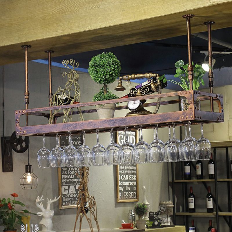 Metal Hanging Wine Holder Rack Modern Style Wine Shelf -47.2"L x 13.8"W x 5.9"H Clearhalo 'furn' 'furn_wine_racks' 'Furniture' 'Kitchen & Dining Furniture' 'Wine Racks' 'wine_racks' 1200x1200_97e39eb3-a89e-4fb0-9415-b315bf5e7ef9