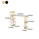 White Stone Glam Indoor Bar Dining Table Iron Double Pedestal Bistro Table with Wine Rack Clearhalo 'Bar Furniture' 'Bar Tables' 'bar_tables' 'furn' 'furn_bar_tables' 'Furniture' 'furniture_bar_tables' 'Kitchen & Dining Furniture' 'kitchen&dining_furn' 'kitchen' 1200x1200_97e58cd0-4df3-46d7-b14a-ea0b4d6dc074
