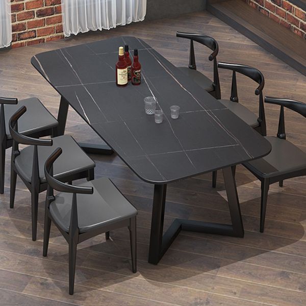 Industrial Rectangle Dining Table Sintered Stone Table with Double Pedestal Clearhalo ' dining_table' 'Dining Tables & Seating' 'Dining Tables' 'furn' 'furn_dining_table' 'Furniture' 'furniture_dining_table' 'Kitchen & Dining Furniture' 'kitchen&dining_furn' 'kitchen' 'kitchen_dining_table' 1200x1200_97e65414-bd7b-45b0-a894-5530d0b5a3c0