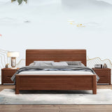 Walnut Bed, Deep Brone, Queen,42.91inch High Bed Frame with Bedside